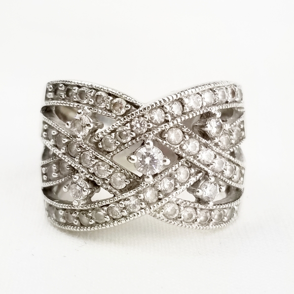 Joseph Esposito Jewelry - Stunning Signed J Esposito Sterling & CZ Ring sz8